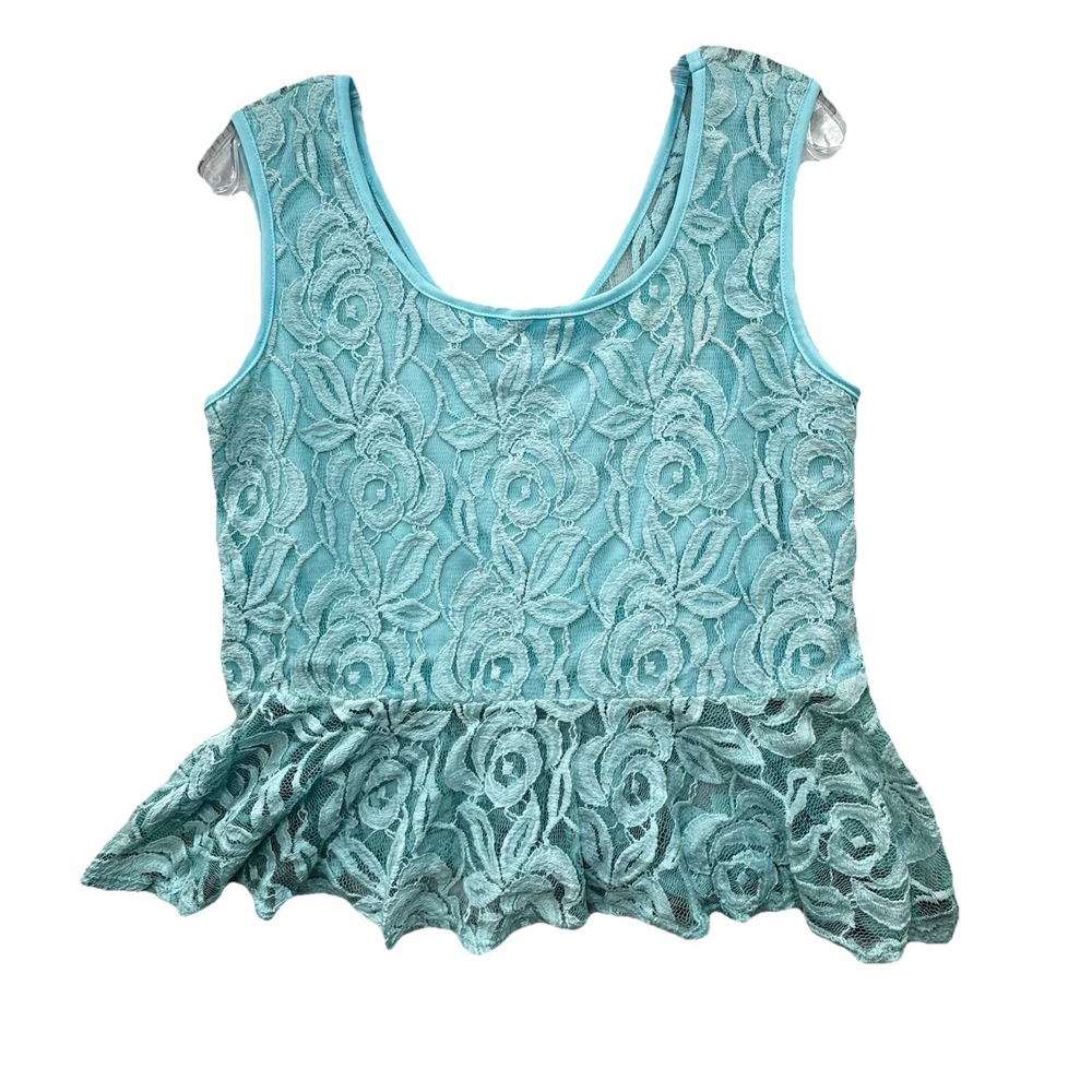 Vintage Y2K‎ Turquoise Lace Peplum Top Size Large Retro Cowgirl Fairy Hippie USA